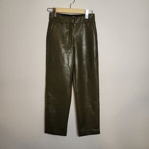 Aritzia Babaton Women's Green Vegan Leather Straight Leg Pants Size 00